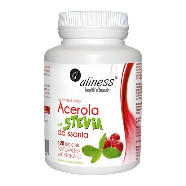 Acerola ze stevią 125 mg witaminy C 120 tabletek [Aliness] - Aliness Health'N'Beauty