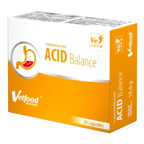 Acid Balance preparat neutralizujący nadmiar kwasu żołądkowego 30 kapsułek [Vetfood] - Vetfood
