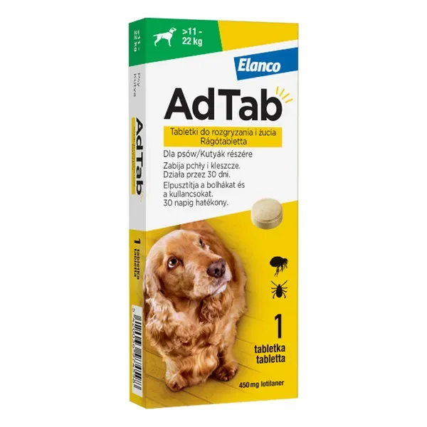 AdTab 450 mg tabletka do rozgryzania i żucia dla psów 11-22 kg [AdTab] - AdTab