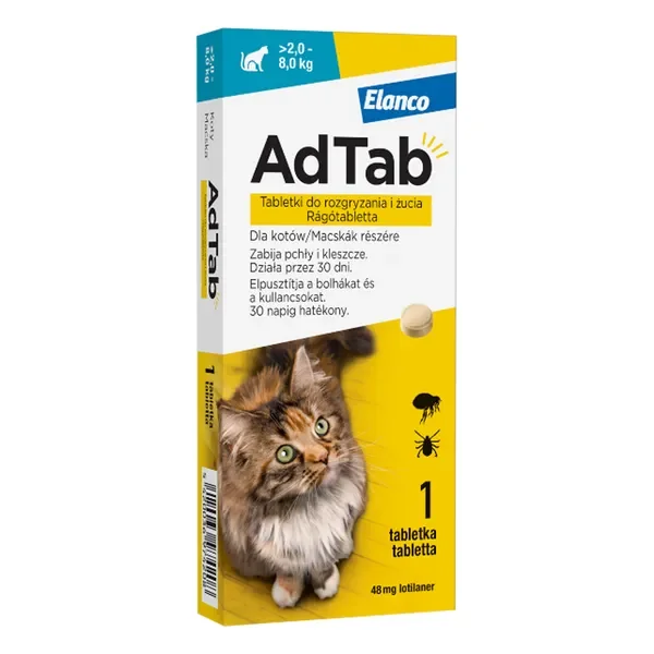 AdTab 48 mg tabletka do rozgryzania dla kotów 1 szt. [AdTab] - AdTab
