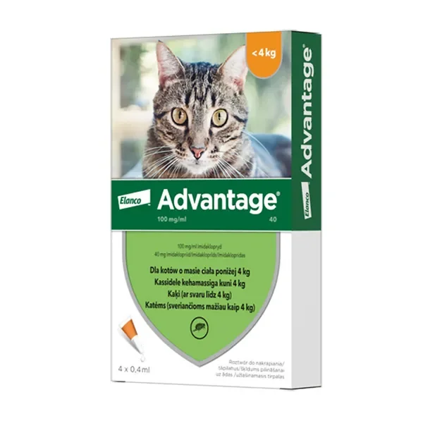 Advantage 40 krople przeciw pchłom dla kotów 0,4 ml x 4 szt. [Advantage] - Advantage