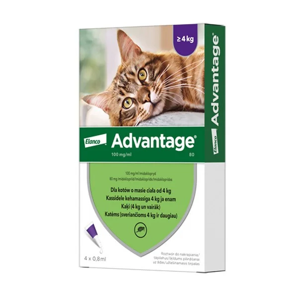 Advantage 80 krople przeciw pchłom dla kotów 0,8 ml x 4 szt. - Advantage