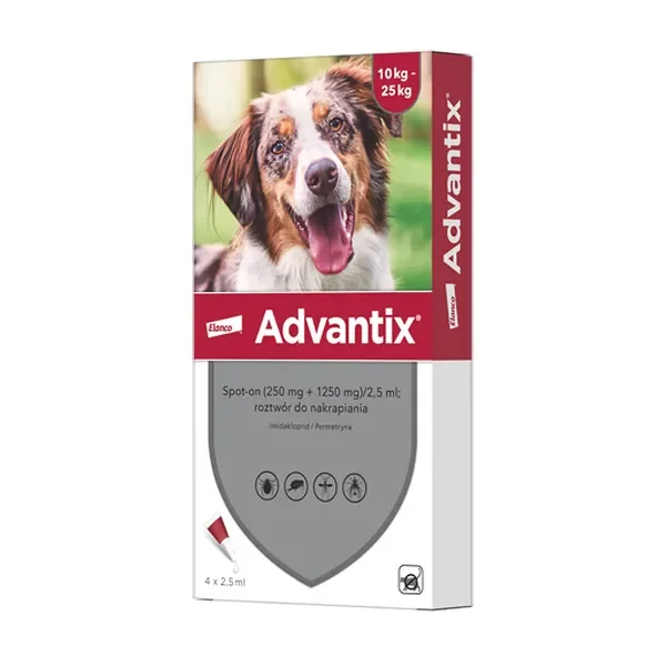 Advantix Spot-on dla psów 10-25 kg 2,5 ml x 4 szt. - Advantix