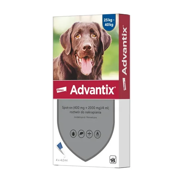 Advantix Spot-on dla psów 25-40 kg 4ml x 4 szt. [Advantix] - Advantix