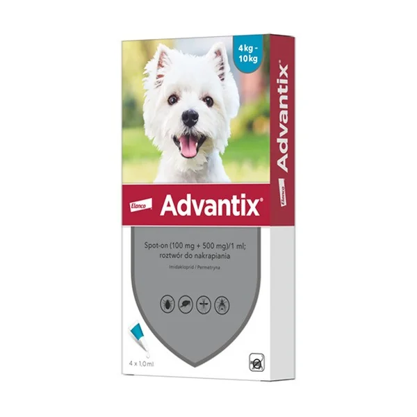 Advantix Spot-on dla psów 4-10 kg 1 ml x 4 szt. [Advantix] - Advantix