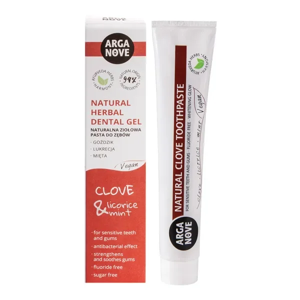 Ajurwedyjska wybielająca pasta do zębów wrażliwych z goździkiem, lukrecją i miętą 100g [Arganove] - Arganove