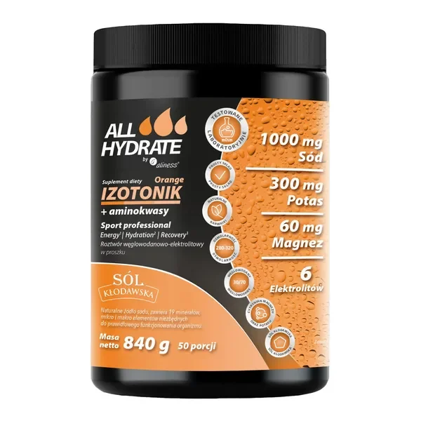 ALLHydrate Elektrolity Senior + aminokwasy Orange 840g [Aliness] - Aliness Health'N'Beauty