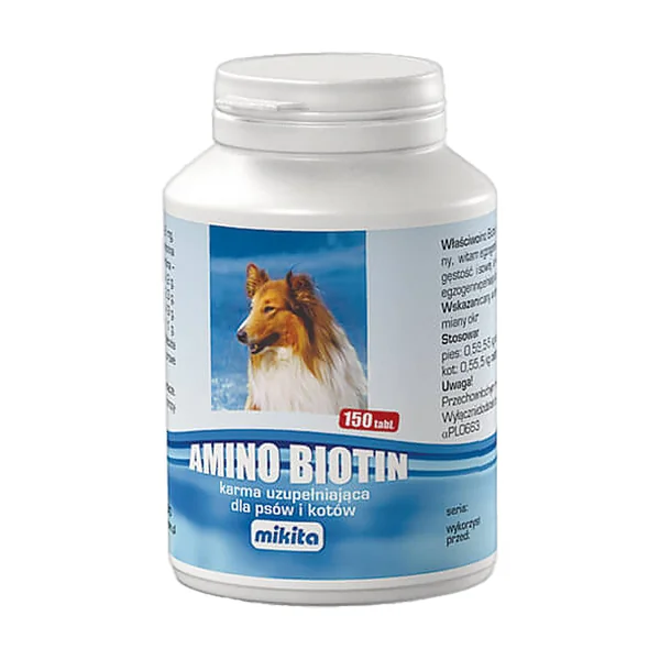 Amino Biotin karma uzupełniająca dla psów i kotów 150 tabletek [Mikita] - Mikita