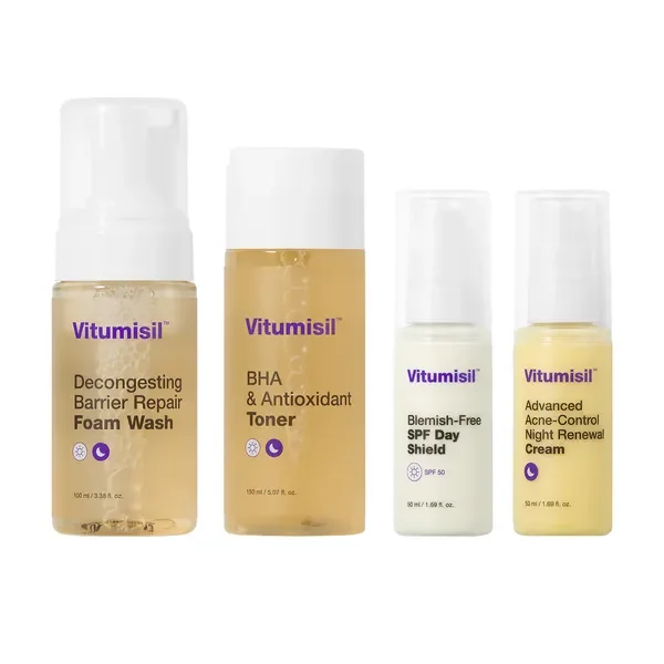 Anti-Acne Set pianka 100ml + toner 150ml + krem dzień 50ml + krem noc 50ml [Vitumisil] - Vitumisil