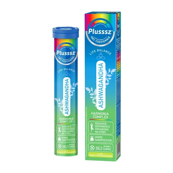 Ashwagandha 600mg + Witaminy + Magnez 24 tabletki musujące [Plusssz] - Plusssz