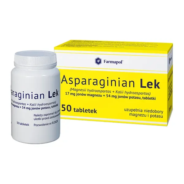 Asparaginian lek magnez 17mg + potas 54mg 50 tabletek [FARMAPOL] - FARMAPOL