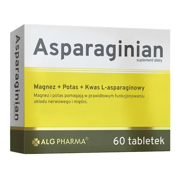 Asparaginian Magnez 56,6mg + Potas 150mg 60 tabletek [Alg Pharma] - Alg Pharma