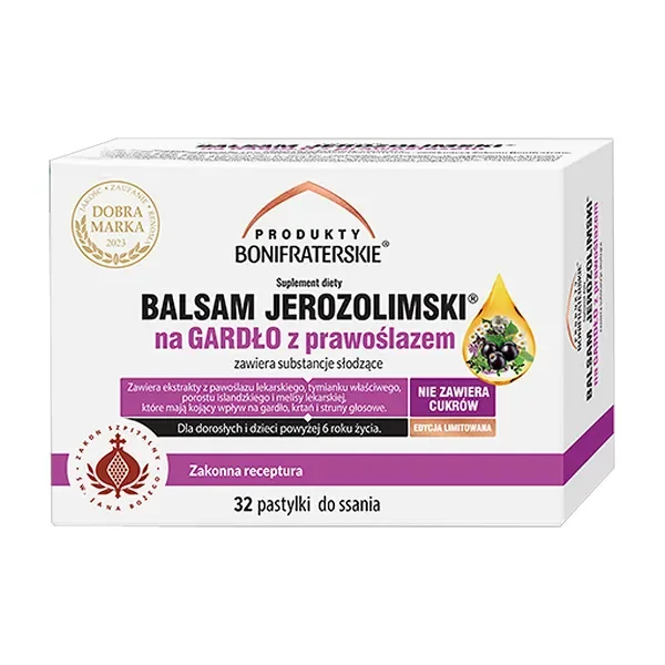 Balsam Jerozolimski na gardło z prawoślazem pastylki 32 szt. [Balsam Jerozolimski] - Balsam Jerozolimski