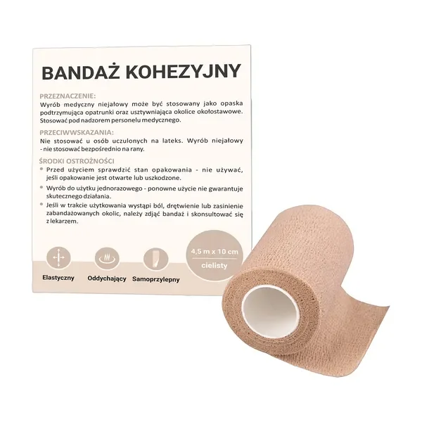 Bandaż kohezyjny 10 cm x 4,5 m cielisty [Paso] - Paso