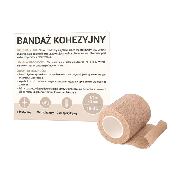 Bandaż kohezyjny 5 cm x 4,5 m cielisty [Paso] - Paso