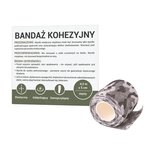 Bandaż kohezyjny 5 cm x 4,5 m moro [Paso] - Paso