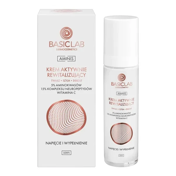 BasicLab Aminis Krem rewitalizujący 5% aminokwasów 15% kompleksu neuropeptydów wit. C 50ml - BasicLab