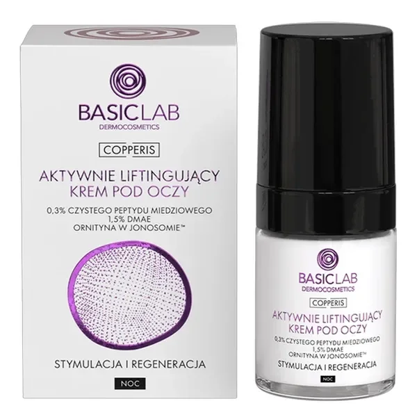 BasicLab Copperis aktywnie wygładzający krem pod oczy na noc 18 ml - BasicLab