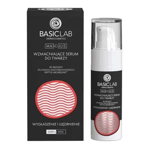 BasicLab Masculis wzmacniające serum do twarzy Wygładzenie i Ujędrnienie 30ml - BasicLab
