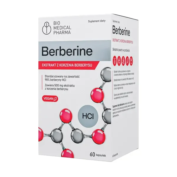 Berberyna HCl 490 mg 60 kapsułek [Bio Medical Pharma] - Bio Medical Pharma