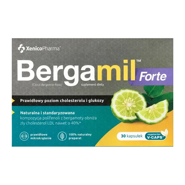 Bergamil Forte ekstrakt bergamotki + czosnek + witamina C 30 kapsułek [XenicoPharma] - XenicoPharma