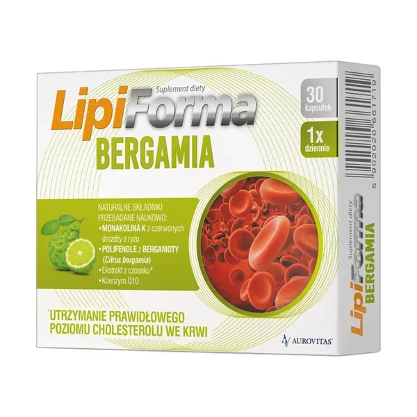 Bergamotka + Czerwony ryż + Czosnek + Koenzym Q10 30 kapsułek [LipiForma] - LipiForma