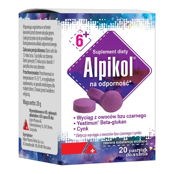 Beta-glukan + Czarny bez + Cynk pastylki [Alpikol] - Alpikol