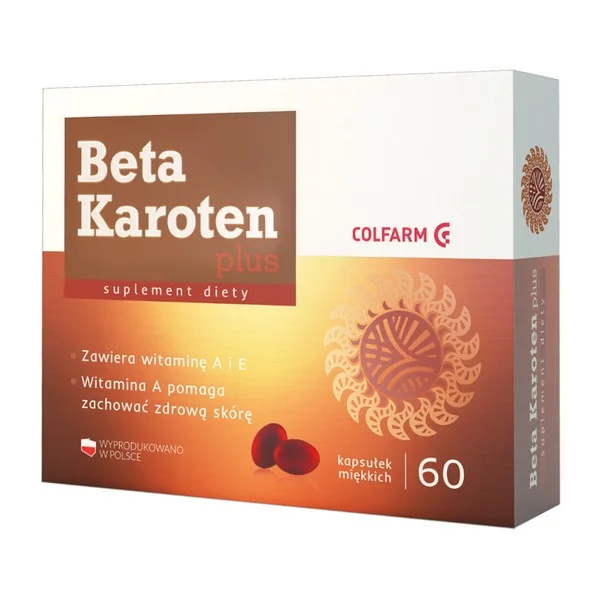 Beta Karoten Plus 7mg + Witamina E 12mg 60 kapsułek [Colfarm] - Colfarm