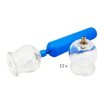 Bezogniowe bańki lekarskie 12 szt. + pompka [Med Plus] - Med Plus