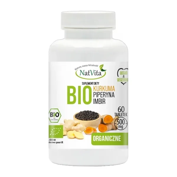 Bio Kurkuma + Piperyna + Imbir 60 tabletek [NatVita] - NatVita