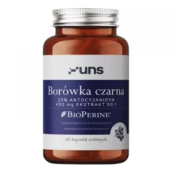 Borówka czarna 450mg + Bioperine 60 kapsułek [Uns] - Uns
