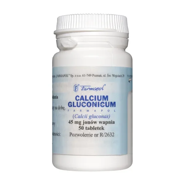 Calcium gluconicum 45 mg Ca2+ 50 tabletek [FARMAPOL] - FARMAPOL