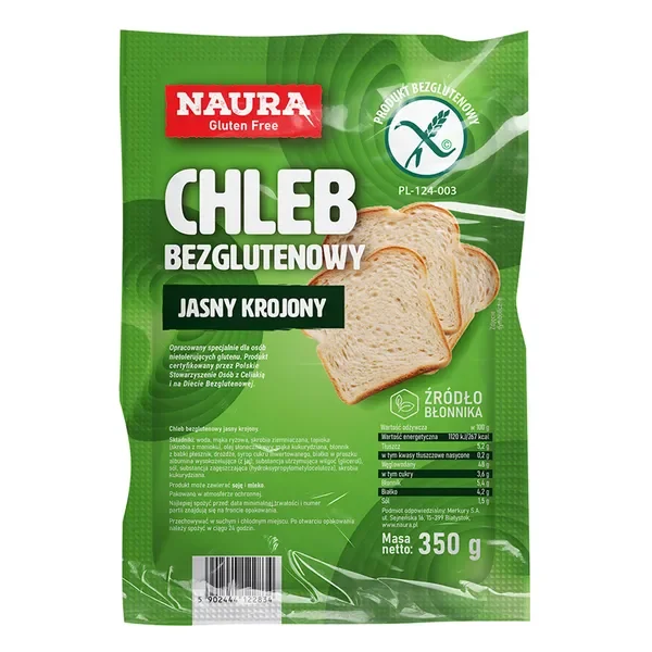 Chleb bezglutenowy jasny krojony 350g [Naura] - Naura