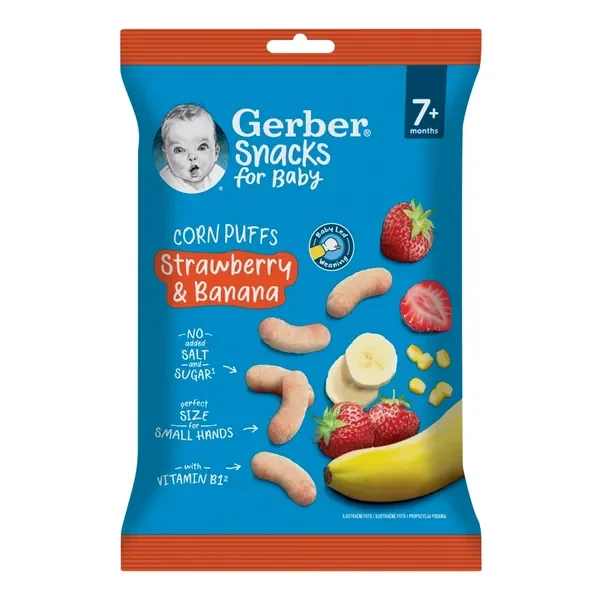 Chrupki kukurydziane truskawkowo-bananowe 7m+ 28g [Gerber] - Gerber