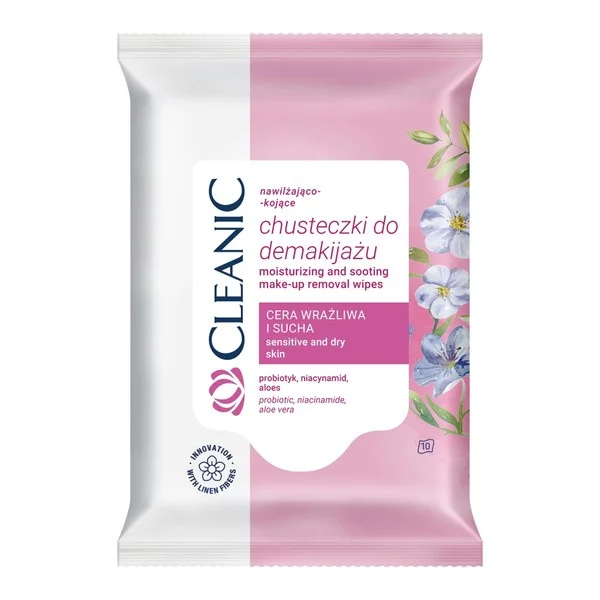 Chusteczki do demakijażu nawilżająco-kojące 10 szt. [Cleanic] - Cleanic