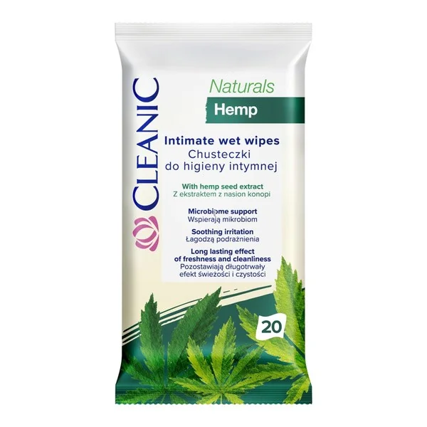 Chusteczki do higieny intymnej z ekstraktem konopi 20 szt. [Cleanic] - Cleanic
