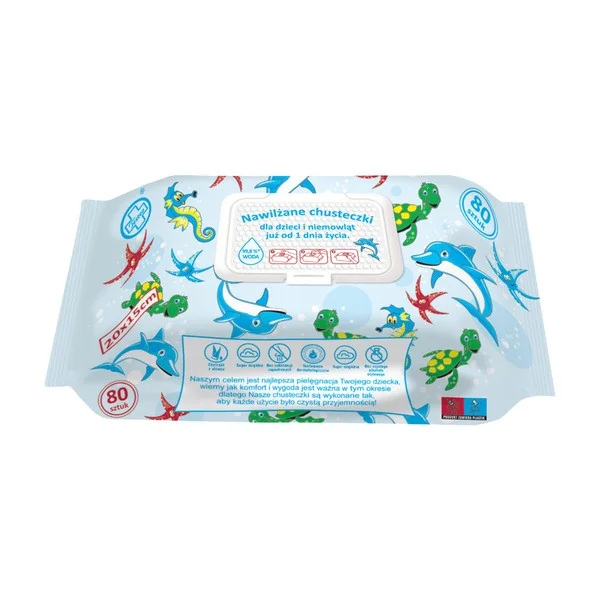 Chusteczki nawilżające dla dzieci i niemowląt 80 szt. [Testeo] - Testeo