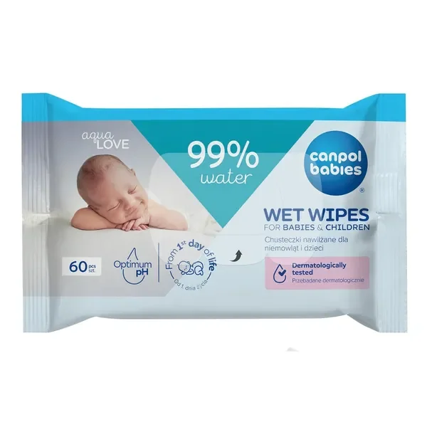 Chusteczki nawilżane dla niemowląt i dzieci 99% wody 60 szt. [Canpol Babies] - Canpol Babies
