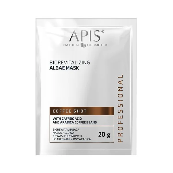 Coffee Shot biorewitalizująca maska algowa z kwasem kawowym i ziarenkami kawy Arabica 20g [Apis] - Apis