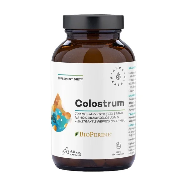 Colostrum 700 mg + BioPerine 60 kapsułek [Aura Herbals] - Aura Herbals
