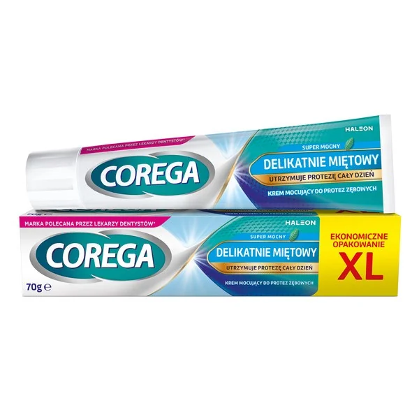 Corega Super Mocny Delikatnie Miętowy krem do protez zębowych 70g - Corega