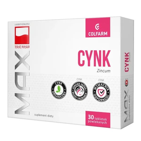Cynk 10 mg 30 tabletek [Max] - Max