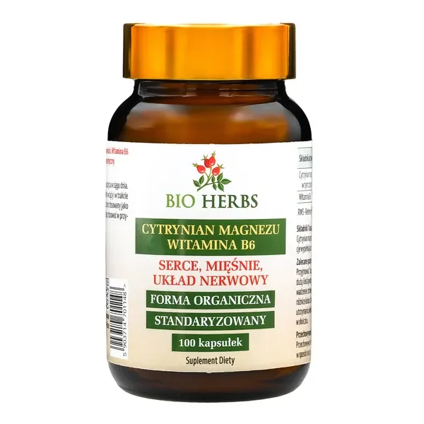 Cytrynian Magnezu + Witamina B6 225mg 100 kapsułek [My Herbs] - My Herbs