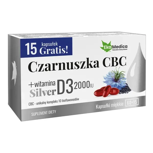 Czarnuszka CBC Silver z witaminą D 50 µg 75 kapsułek [EkaMedica] - EkaMedica