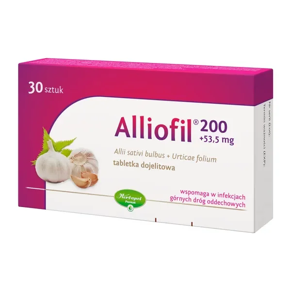 Czosnek 200mg + Pokrzywa 53,5mg 30 tabletek [Alliofil] - Alliofil