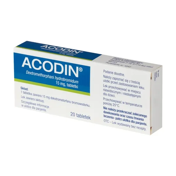 Dekstrometorfan 15 mg 20 tabletek [Acodin] - Acodin