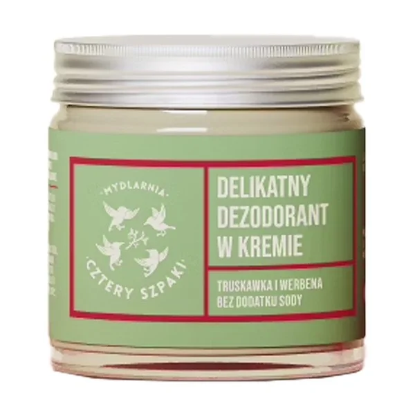 Delikatny dezodorant w kremie truskawka i werbena 60ml [Cztery Szpaki] - Cztery Szpaki