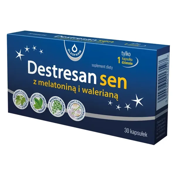 Destresan sen z melatoniną i walerianą 30 kapsułek [Destresan] - Destresan