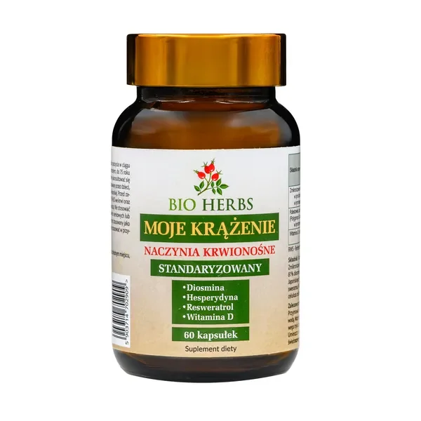Diosmina 324mg + Hesperydyna 40mg + Resweratrol 100mg + Witamina D 50µg 60 kapsułek [Bio Herbs] - Bio Herbs