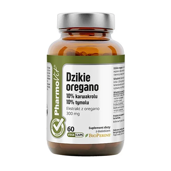 Dzikie oregano 10% karwakrolu 10% tymolu 300 mg 60 kapsułek [Pharmovit] - Pharmovit